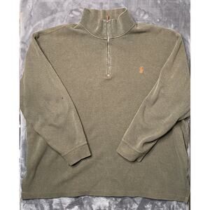Vintage Polo Ralph Lauren 1/4 Zip Sweater Men's 3XLT Green Long Sleeve Pullover